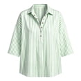 thumbnail image 5 of Cotton Linen Tops for Women Striped Long Sleeve Tops Soft Loose Fit Casual Fashion T-Shirt Tops for Holiday Daily Wear by Gbobgt Green XL, 5 of 6