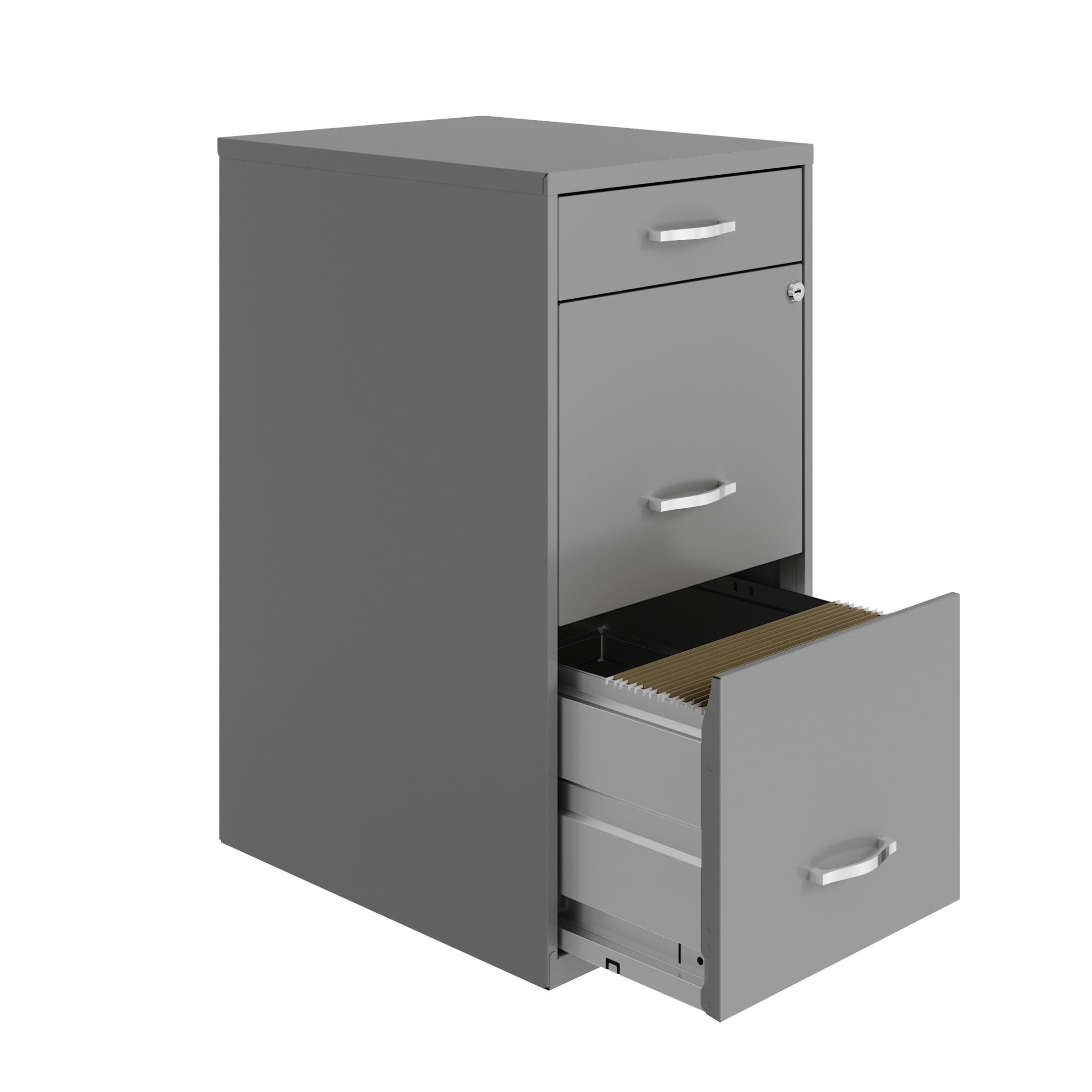 Space Solutions 3 Drawer Letter Width Vertical File Cabinet with Pencil Drawer, Silver
