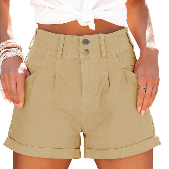 Pantalones cortos con bolsillos de cintura alta, pantalones cortos de verano para mujer, pantalones cortos casuales con bolsillos para mujer, pantalones cortos casuales de verano para mujer, respuesta rápida