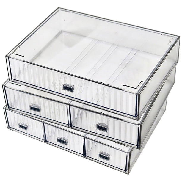 Organizador de escritorio de 3 piezas, tipo cajón, caja de almacenamiento, estuche para cosméticos, organizador de papelería