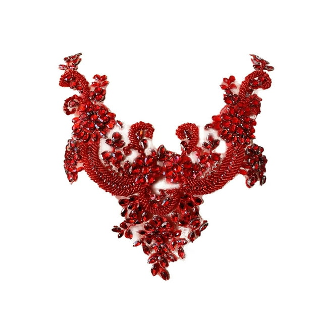 Wweixi Fine Workmanship Applique Sew On Beads Trim Patches For Beautiful And Fashionable Designs Acrylic Durable For Long Time vermeil 1Set