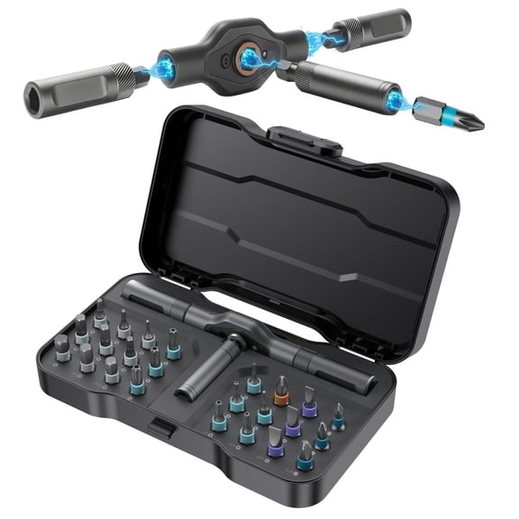 a 24 in 1 Magnetic Screwdriver Set, Hand tools Torque wrench Repair kit, DIY Multi Bit Mini Ratchet Screwdriver Sets, Precision Screwdriver Set Home Tool kit for PC,Furniture,Watch,Bicycle (24 in 1)