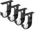 thumbnail image 1 of 4PCS ceiling curtain rod bracket, heavy-duty curtain rod bracket ceiling bracket, black curtain rod hook single window hardware rod bracket, easy to install., 1 of 5