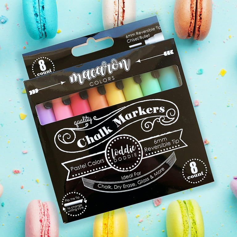 Loddie Doddie Liquid Chalk Markers - Pack of 4 Chalk Pens - Perfect for  Chalkboards, Blackboards, Windows, Glass, Bistro | 6mm Reversible Bullet 