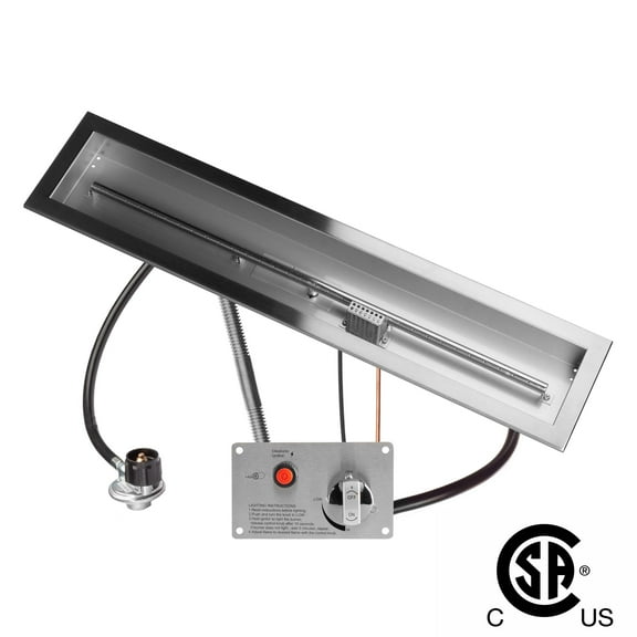 36" x 6" CSA Certified Fire Pit Burner Kit, Stainless Steel, Propane, Electronic Ignition