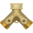 thumbnail image 1 of 10964 2-way Y-distributor, 3/4" Male, Brass, With Shut-off Valves, 1 of 3