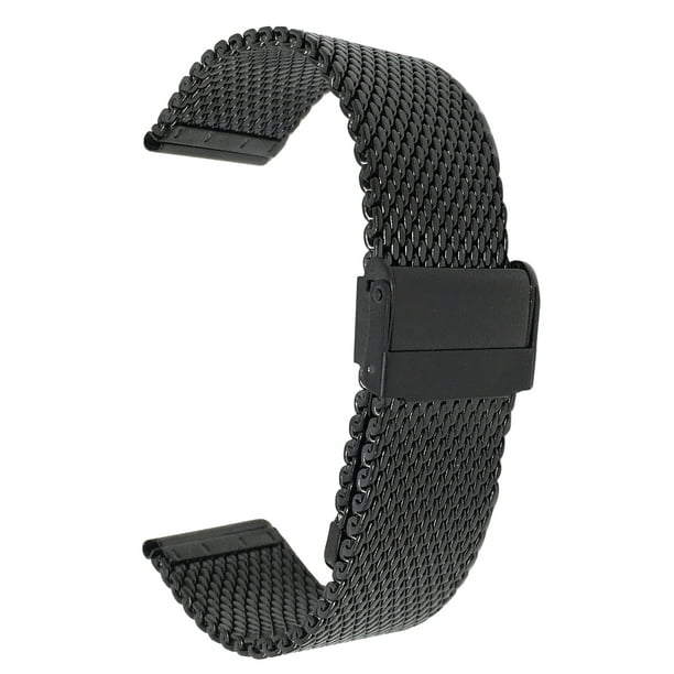 Bandini 18mm Black Tone Stainless Steel Mesh Watch Band for Men