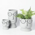 thumbnail image 3 of Macetas creativas con forma de cara para plantas, macetas de cactus para decoración de bodas, hogar, oficina, macetas de cemento, macetas pequeñas de cerámica para suculentas, color blanco y gris,, 3 of 5