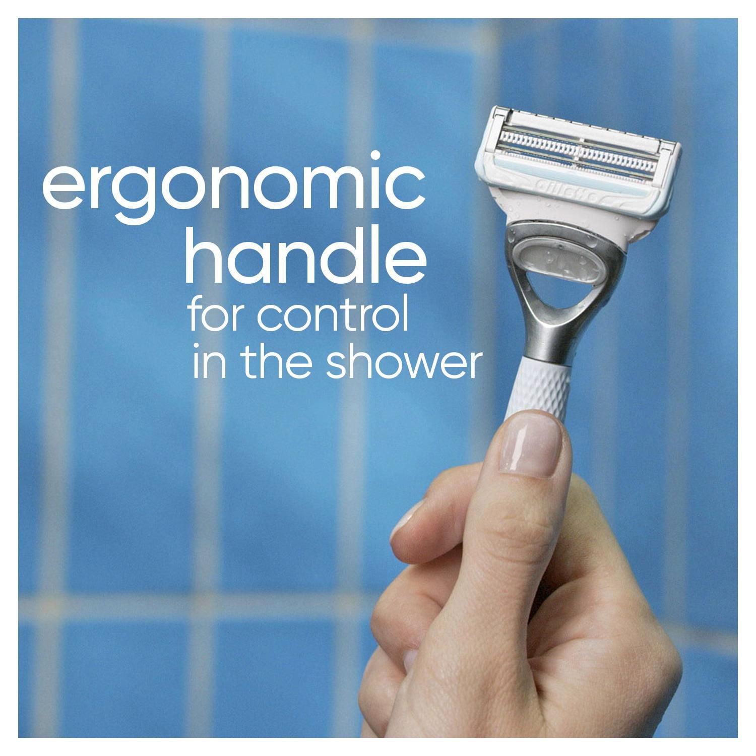 Rasoir Gillette Venus pour la peau et les poils pubiens pour femmes, manche avec 3 cartouches de rechange Manche avec 3 cartouches de rechange