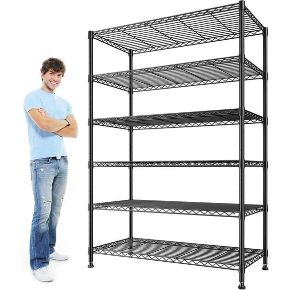75''H Storage Shelves Metal Shelving Unit, 6 Tier Wire Shelving for Pantry Shelves Adjustable 1200LBS Garage Shelving Heavy Duty Storage Rack for Kitchen Garage, 35.4''W*75''H*15.7" D
