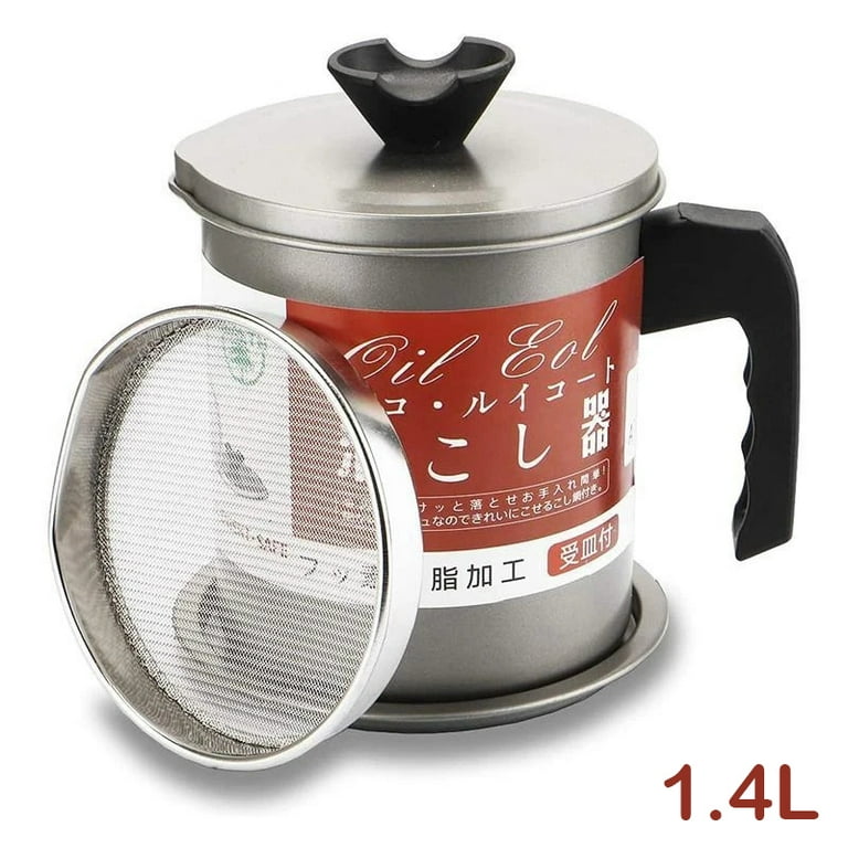 1.4l/1.7l Stainless Steel Grease Container And Strainer,oil Pot