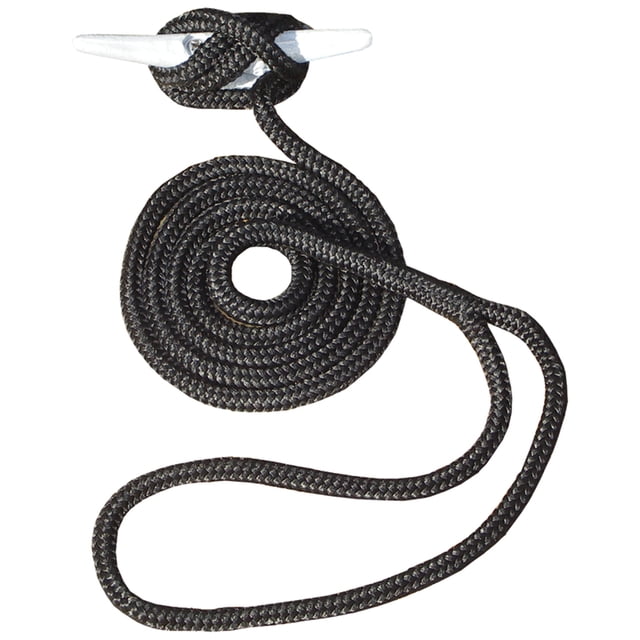 Invincible Marine 15-Foot Double Braid Nylon Dock Line, 1/2-Inch by 15-Feet, Black
