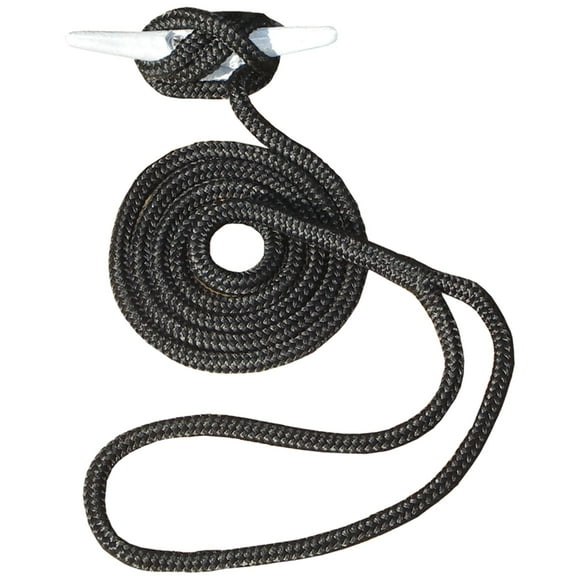 Invincible Marine 15-Foot Double Braid Nylon Dock Line, 1/2-Inch by 15-Feet, Black