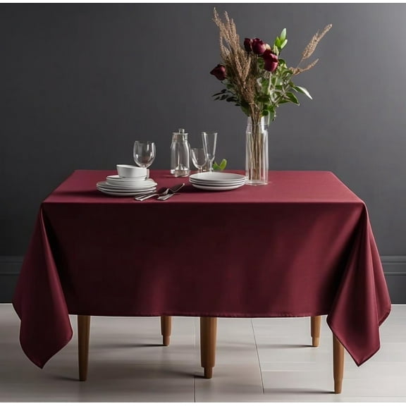 Square Tablecloth 52x52 Inch, Burgundy Durable Polyester Tablecloth for Square and Round Tables, Great for Weddings, Banquets, Holidays, Parties (Burgundy, 52x52 inch)