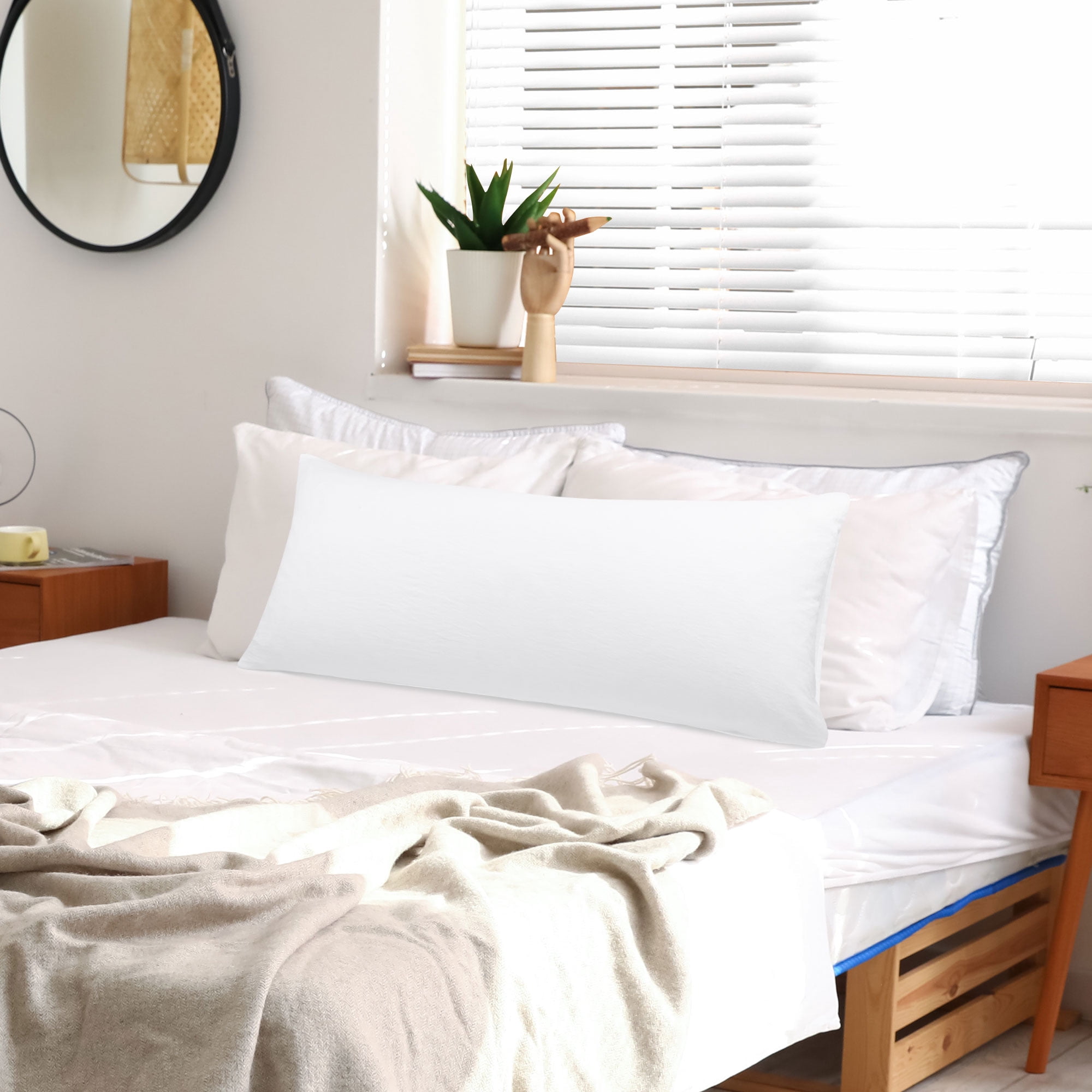 Unique Bargains Envelope Closure Washed Microfiber Body Pillowcases White 20"x48"