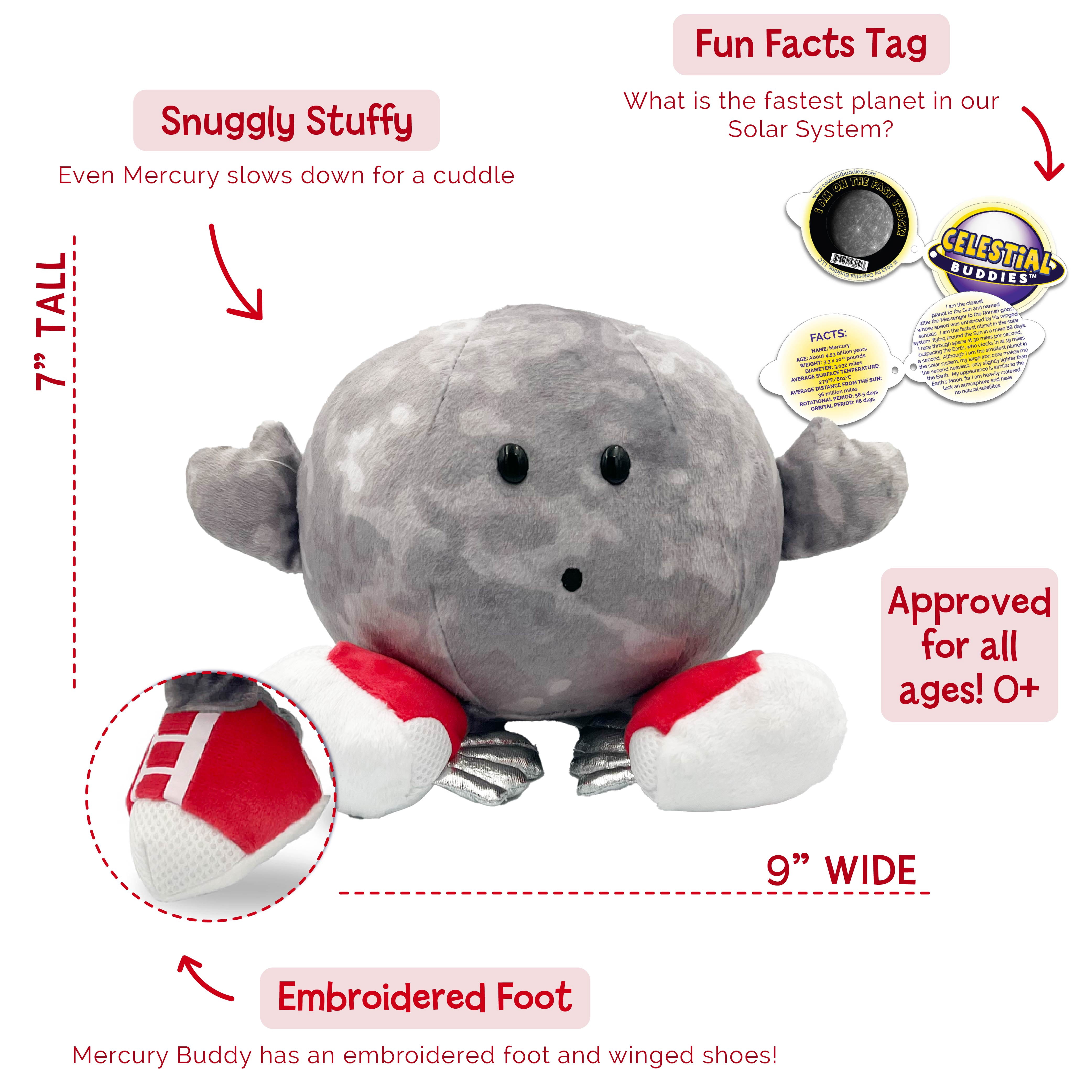 Celestial Buddies Mercury Stuffed Planet Plush Solar System Space Toy Age 0+