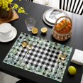 thumbnail image 3 of Sage Green Eucalyptus Placemats Set of 4, Spring Leaves Black White Plaid Placemats for Dining Table, Place Mats for Kitchen Tabletop, Waterproof Wipeable Dining Table Mats Set, 3 of 9