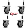 thumbnail image 2 of 4 Inch Black Poly Swivel 1-1/8 Inch Expanding Stem Caster Set Total Lock Brake, 2 of 2