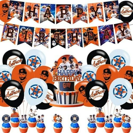 Astros Baseball Party Supplies: Banner, Cake Toppers, Balloons for Baseball Team Party Decorations$$Home Decor, Kitchen, & Other