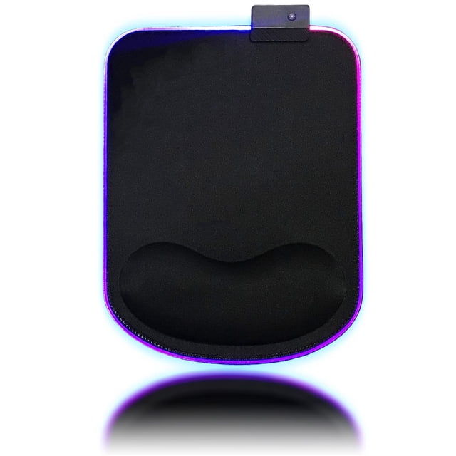 Alfombrilla de mouse Pinsliee RGB con reposamuñecas ergonomico de espuma viscoelastica 11.8 x 8.5 pulgadas