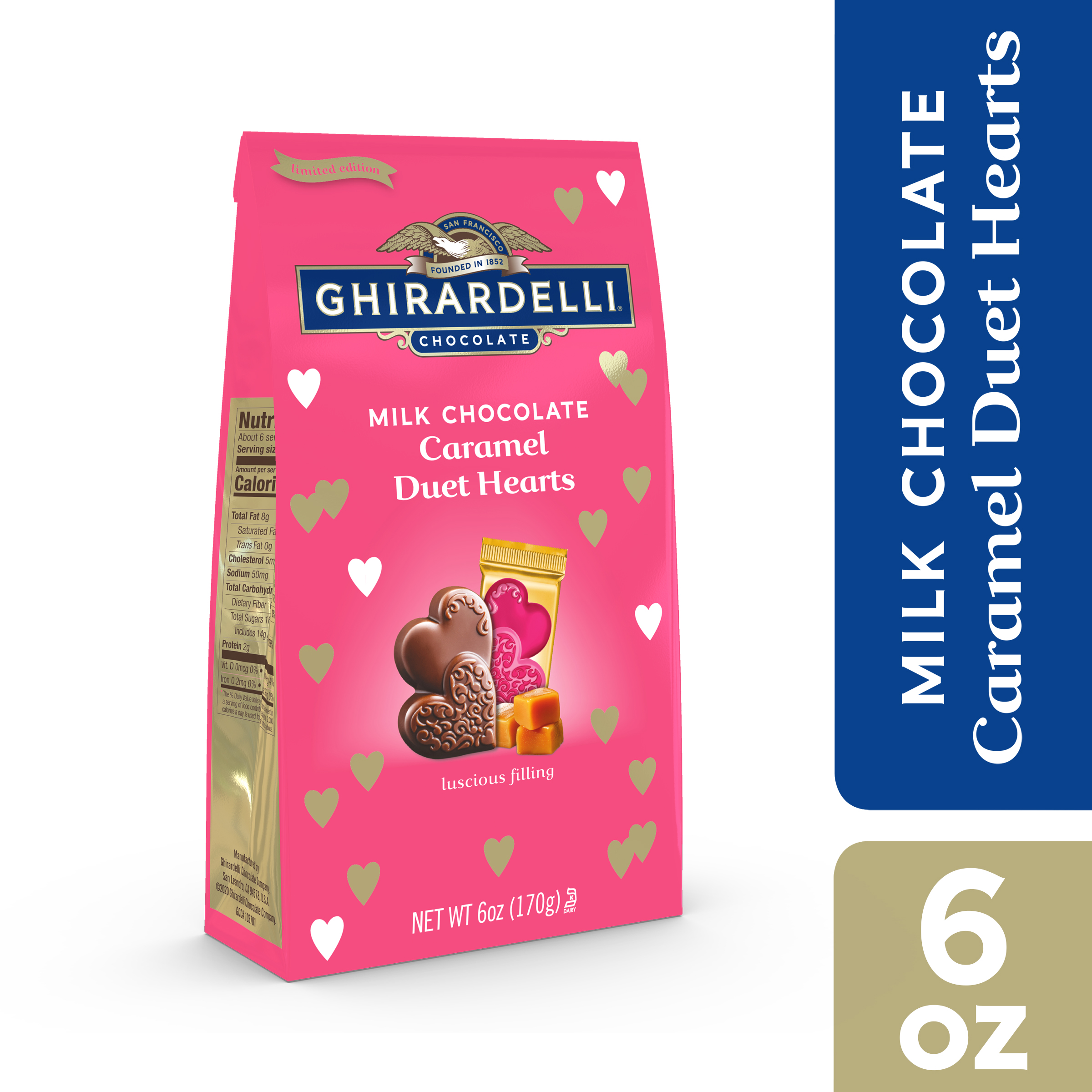 GHIRARDELLI Milk Chocolate Caramel Duet Hearts for Valentines 6 Oz Bag