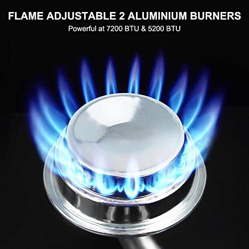 Camplux Drop-In Rv Stove Propane, Stainless Steel RV Cooktop Stove, Built-In 2 Burner Propane Stove RV, Mini Rv Trailer Camp Stove for Household RV Picnics, Cover Included