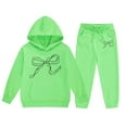 thumbnail image 4 of Kids Sweatsuit Set for Girls 2 Piece Long Sleeve Light Green Pullover Hoodie and Sweatpants Warm Fall Winter Clothes Boys Athletic Sets 3-4 Years, 4 of 4