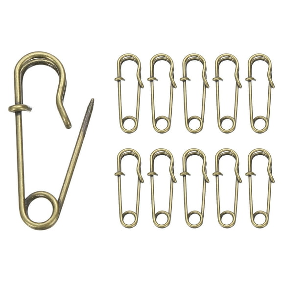 Uxcell 20pcs Safety Pins 1.06 Inch (27mm) Electroplated Steel Large Safety Pin Heavy Duty Sewing Safety Pins Bulk for Clothes Sewing Arts DIY Crafts, Bronze