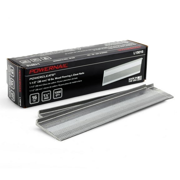 Powernail L15016 16 Gauge 1-1/2 Inch Length Hardwood Flooring L-Cleats Nails (1000ct Box)