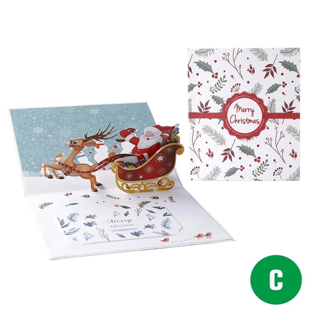 Navidad 3D Pop-up tarjetas de felicitación pintura de diamantes Navidad tarjeta postal para Halloween Feliz Navidad Año nuevo regalo