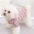 thumbnail image 4 of Flmtop Chandail en Molleton pour Animaux Col Rond Fournitures pour Animaux Coton T-shirt Rayé Coloré pour Chien d'Été Multicolore, 4 of 9