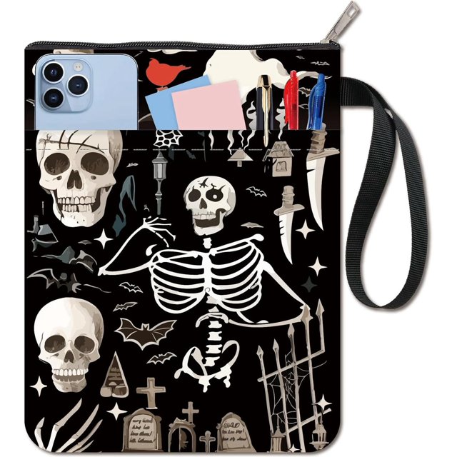 Funda protectora para libros Bat Grave, ideal para libros de bolsillo. Funda de tela lavable con cremallera y bolsillo adicional.