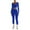 Blue, variant on Womens Workout Sets Solid Color Long Sleeve Square Two Piece Slim Yoga Pants Suit Blue Women's Athletic Clothing Sets S