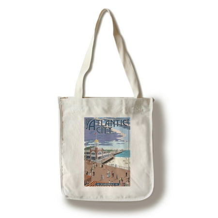 Atlantic City, New Jersey - Boardwalk - Lantern Press Artwork (100% Cotton Tote Bag - (Best Cities In New Jersey For Families)