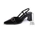 thumbnail image 5 of Miluxas Leather Adjustable Buckle Slingback Heels for Ladies, Pointed Toe Square Block Heel Back Strap Mules, Chic Footwear Black 9.5(43), 5 of 9