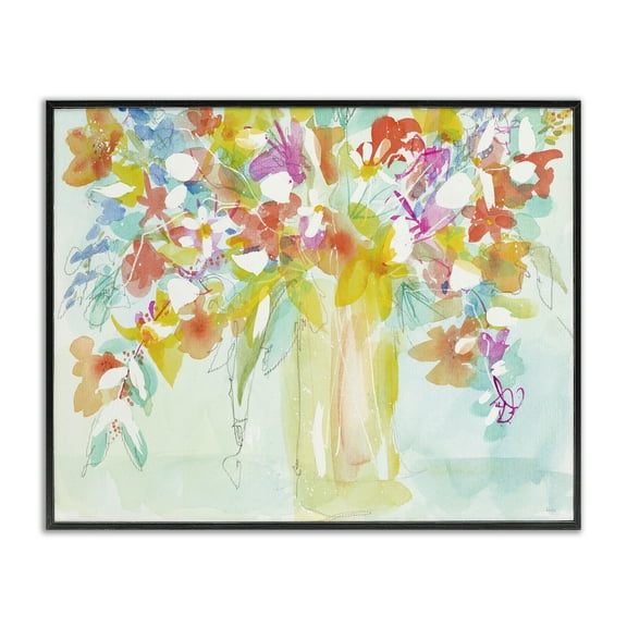 Stupell Industries Bold Eclectic Bouquet Botanical & Floral Painting Black Framed Art Print Wall Art, 14 x 11