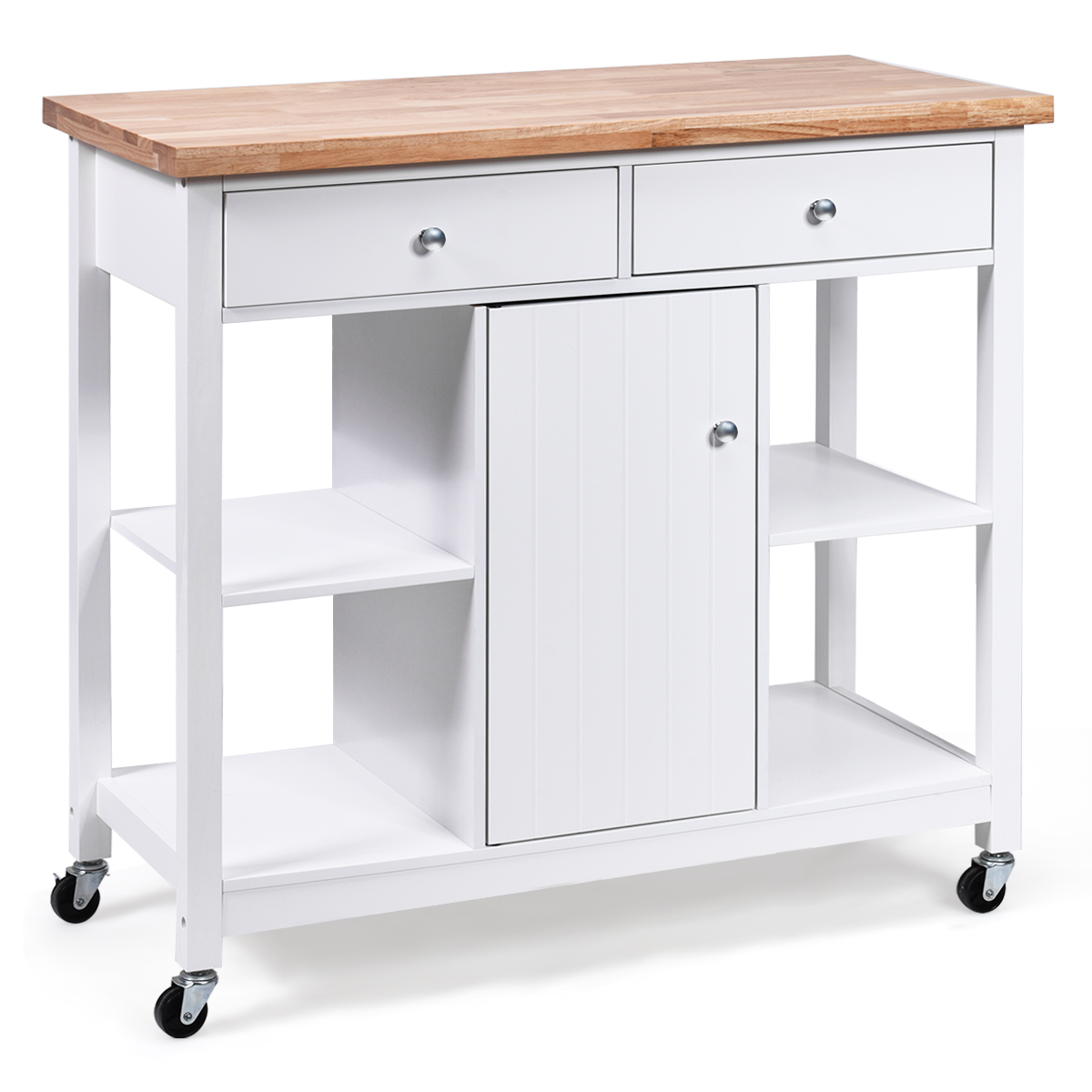 Costway Rolling Kitchen Trolley Island Utility Cart Storage Shelf
