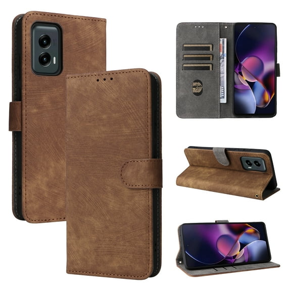 ChicShell Wallet Case for Motorola Moto G (2025) with Cards Holder, RFID Blocking Flip Stand Full Body Protective Bumper Shockproof Phone Case with Hand Strap for Motorola Moto G (2025), Brown