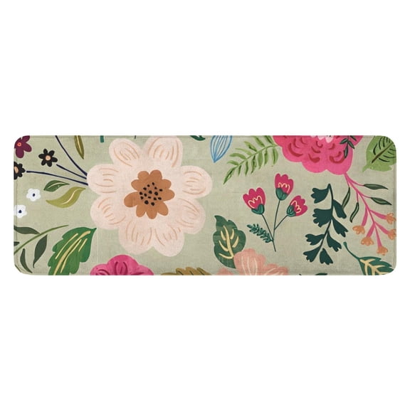 Vibrant Pioneer Flower Pattern Kitchen Rug Mat,Kitchen Runner Rugs Non Skid Washable,Decorative Kitchen Floor Mats for Kitchen,Sink,Laundry,17"x47.2"
