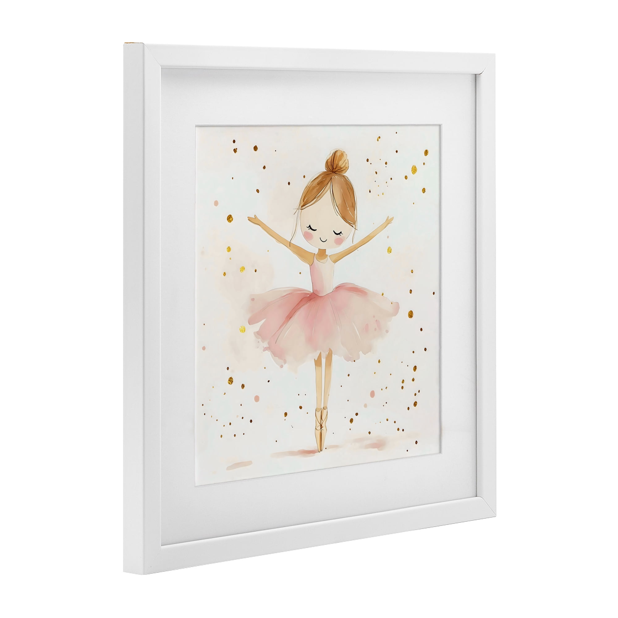 Stupell Industries Ballerina On Her Toes White Framed Print Under Glass, design by Creative Studio