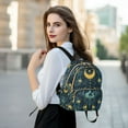 thumbnail image 6 of FORMRS Mini Backpack Purse for Women Quilted Travel Daypack Casual Shoulder Bag, Green Dragon Flowers, 6 of 7