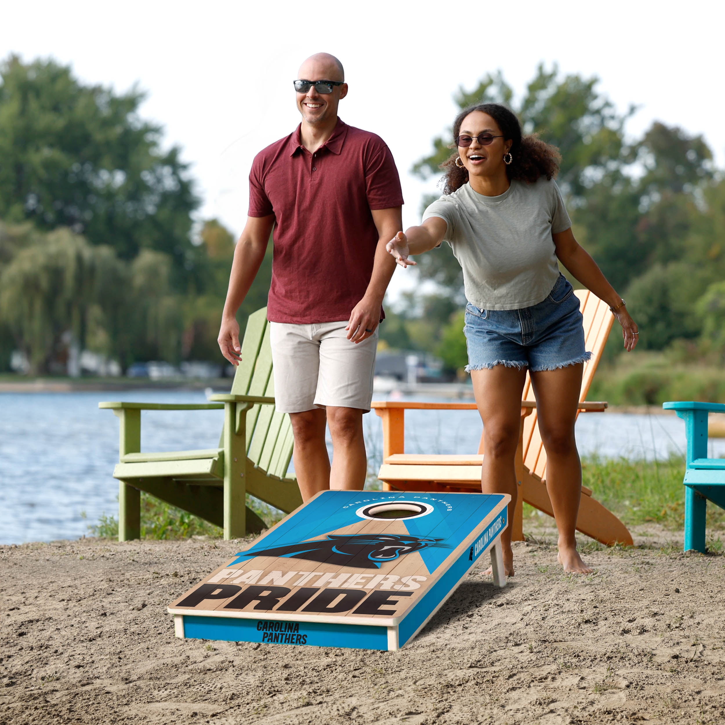 YouTheFan NFL Carolina Panthers 2x4 Slogan Series Cornhole