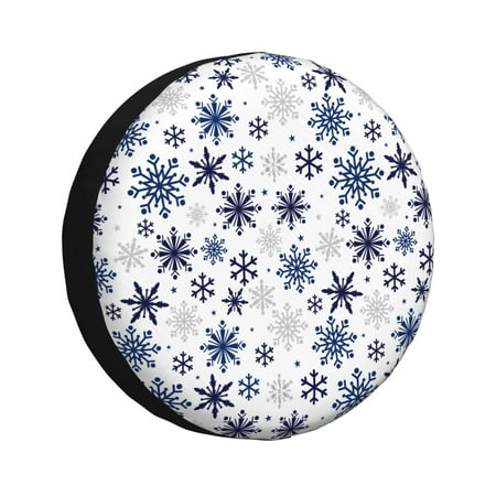 Gaeub blue Snowflake Prints 14-17in Tire Cover Spare Tire Cover for Camper Caravan Trailer Car Truck SUV Jeep-14 inch
