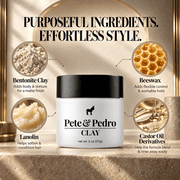 Pete & Pedro CLAY - Medium Hold, Matte Finish Hair Clay Volume & Hold, 2 oz