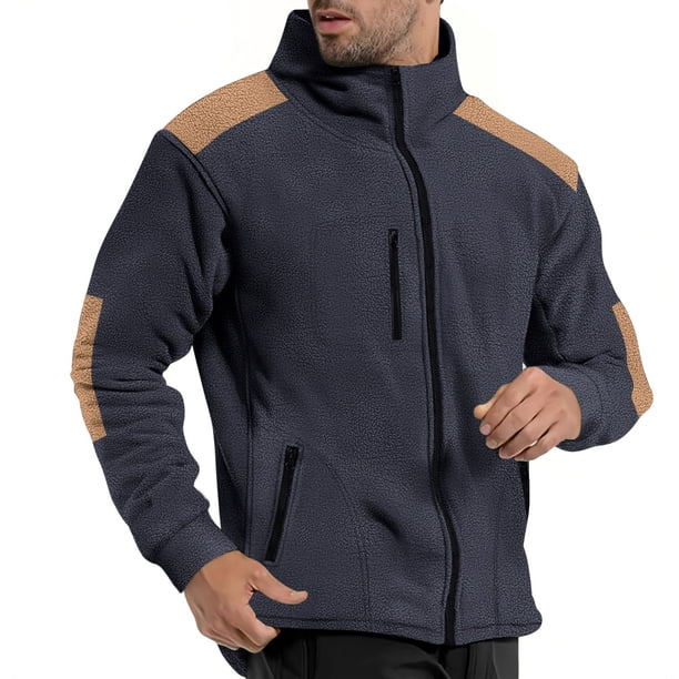 pstuiky Camisas para hombre de manga larga, Camisa informal de manga larga con cuello alto y cremallera en la muñeca para hombre tops de invierno para hombre l