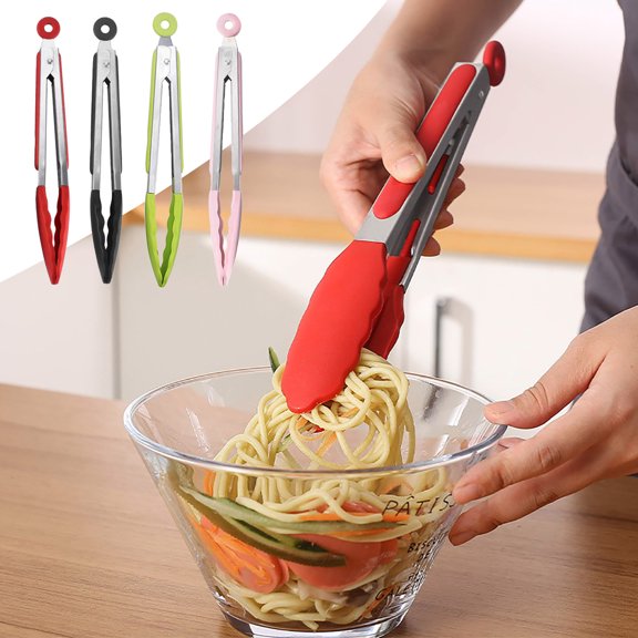 Spring Savings Clearance! Cameland Kitchen Tongs, Silicone Tongs For Cooking, Stainless Steel Non-Stick Kitchen Tongs For Grilling, Cooking, Dining (7 Inches)