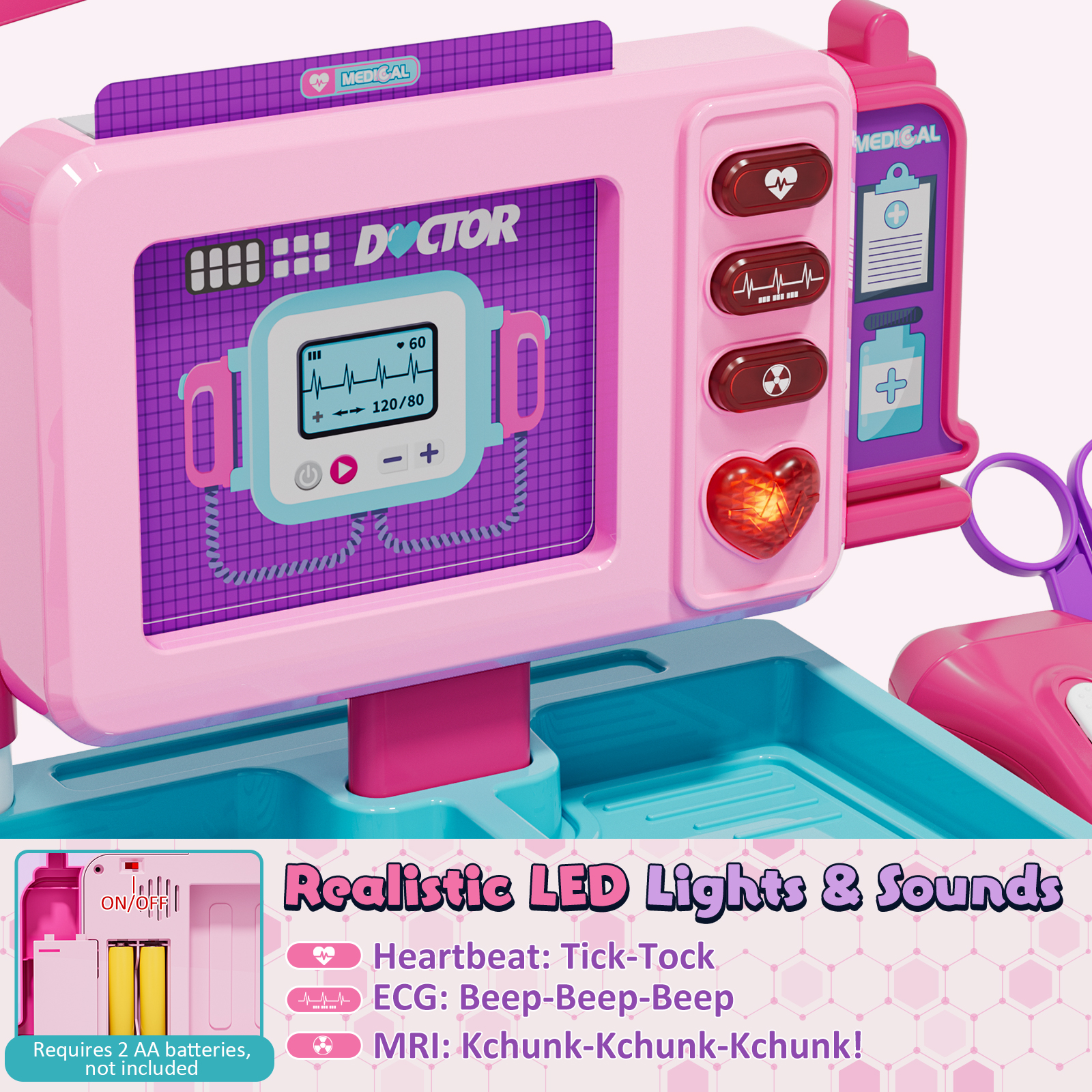 OROLIVING Doctor Kit for Toddlers with Medical Cart photo 4