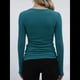 thumbnail image 4 of Camisetas Básicas Ajustadas Informales de Cuello Redondo y Larga Acanaladas para Mujer Azul y Verde L, 4 of 6