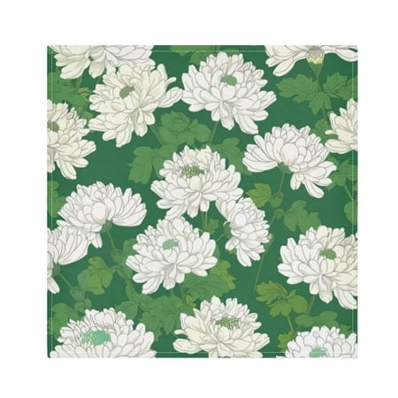 

Napkin Satin Napkin 20*20Inchx6 Kitchen Towel Dinner Plate Towel Decorative Towel Napkin Tea Towel Suitable For Kitchen Table Beautiful White Chrysanthemum