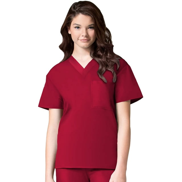Core by Maevn Unisex V-Neck Pocket Solid Scrub Top, Solid, 1